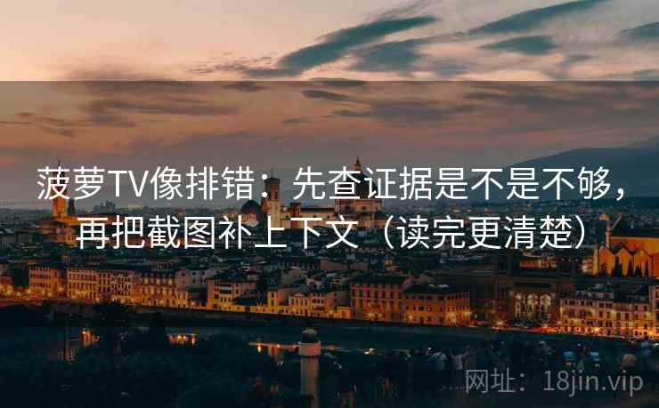 菠萝TV像排错：先查证据是不是不够，再把截图补上下文（读完更清楚）  第2张