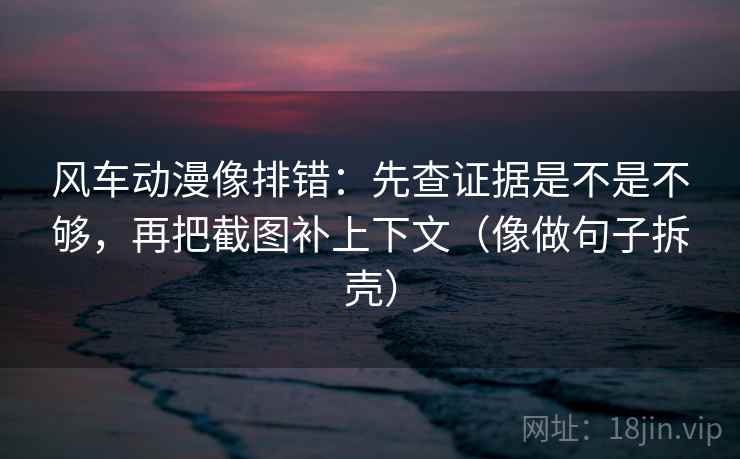 风车动漫像排错：先查证据是不是不够，再把截图补上下文（像做句子拆壳）